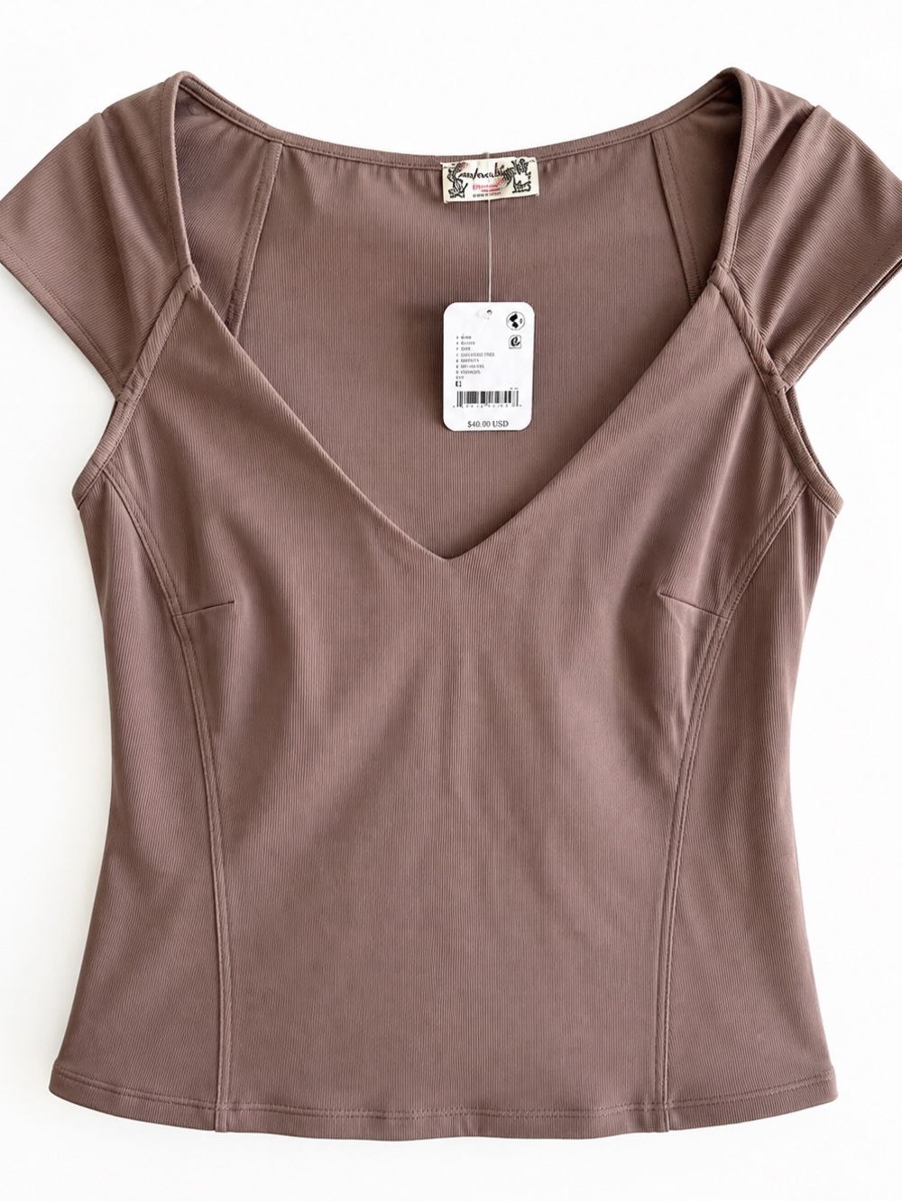 Free People Intimately NWT Leafless Tree Ribbed Cap Sleeve V-Neck Top L - Picture 1 of 9